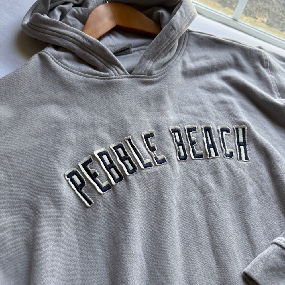Ahead Pebble Beach Hoodie Grey Cotton Blend Sweatshirt AE19 Mens Medium Cozy